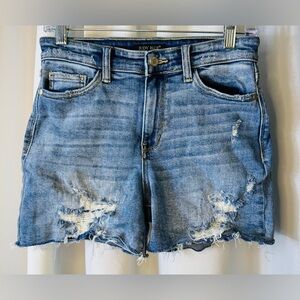 Judy Blue Stretch Distressed Ripped Frayed Jean Shorts Rise 10” Inseam 3” Size S